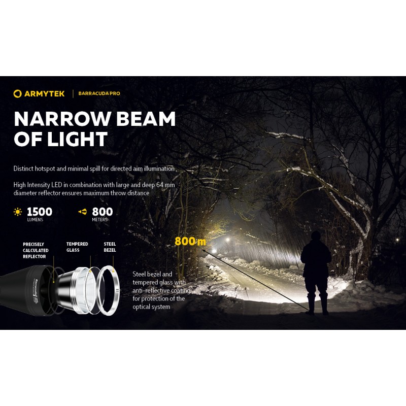 Armytek Barracuda Pro Flashlight - 1500 Lumens - 800m Beam