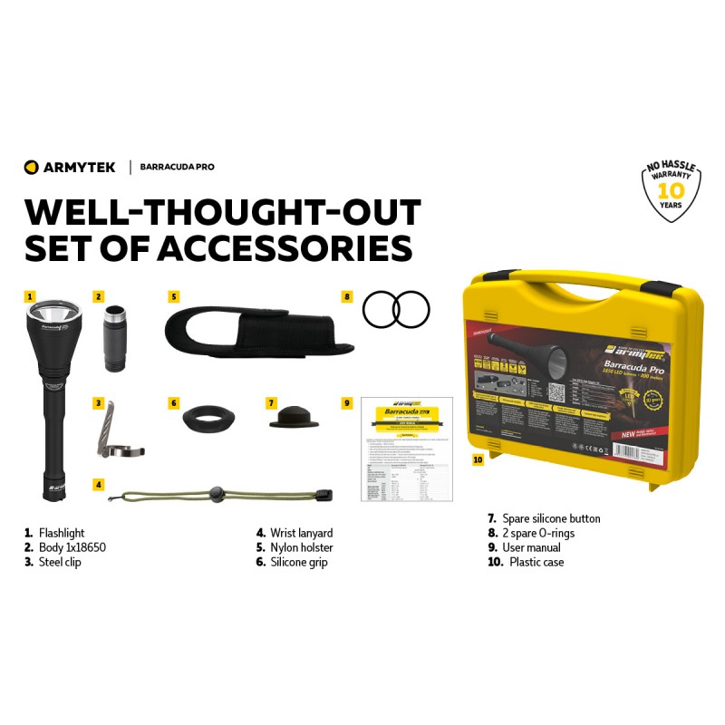 Armytek Barracuda Pro Flashlight - 1500 Lumens - 800m Beam