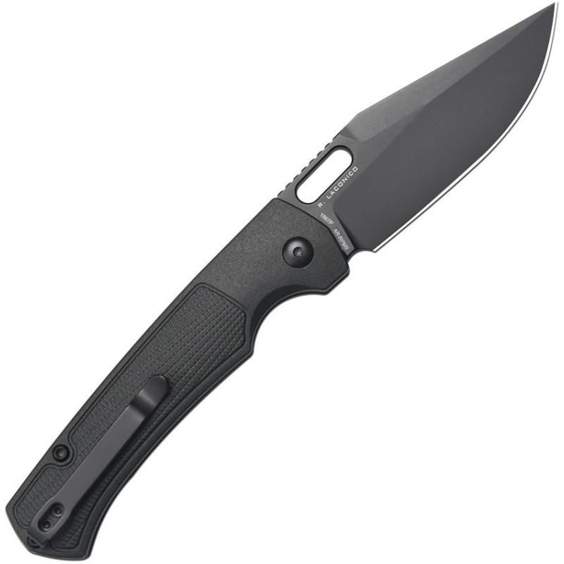 Artisan Cutlery Revel Folding Knife - 3.54" Black AR-RPM9 Blade Black FRN Handle
