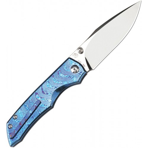 Artisan Cutlery Wizard Enchanter Folding Knife - 3.5" Mirror Finish CPM-S90V Blade Timascus Handle