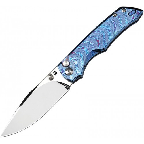 Artisan Cutlery Wizard Enchanter Folding Knife - 3.5" Mirror Finish CPM-S90V Blade Timascus Handle