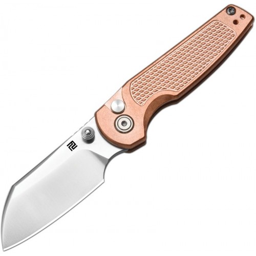 Artisan Cutlery Cleo Knife - 2.54" CPM-S90V Sand Polished Modified Wharncliffe Blade Textured Copper Handle