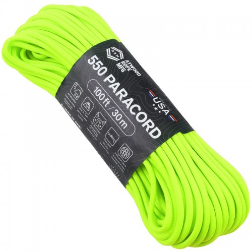 Atwood Rope MFG Premium 550 Paracord - Neon Green - 100ft 