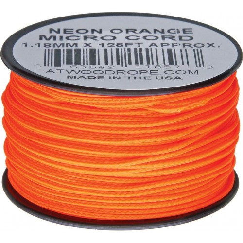 Atwood Rope MFG 1.18mm Micro Cord Neon Orange 125ft Spool