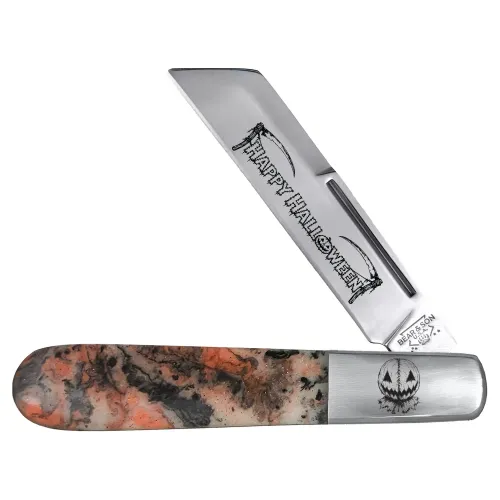 Bear & Son Limited Edition Halloween 2026 Samhain Large Sheepsfoot Barlow - 3.03" Blade UV and Glow-in-the-Dark Micro Pearl Resin Handle