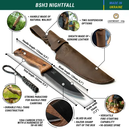 BeaverCraft Bushcraft Knives Bundle BSH3 Nightfall + BSH4 Dusk + BSH5 Shadow - SAVE 10%