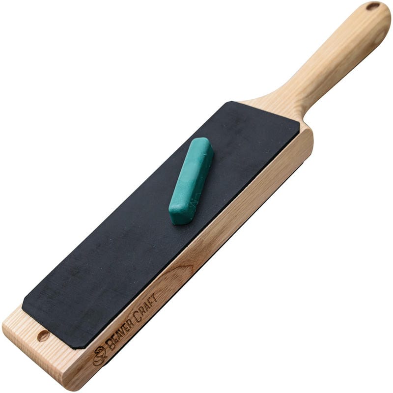 BeaverCraft LS1P1 Dual-Sided Leather Paddle Strop with Polishing Compound