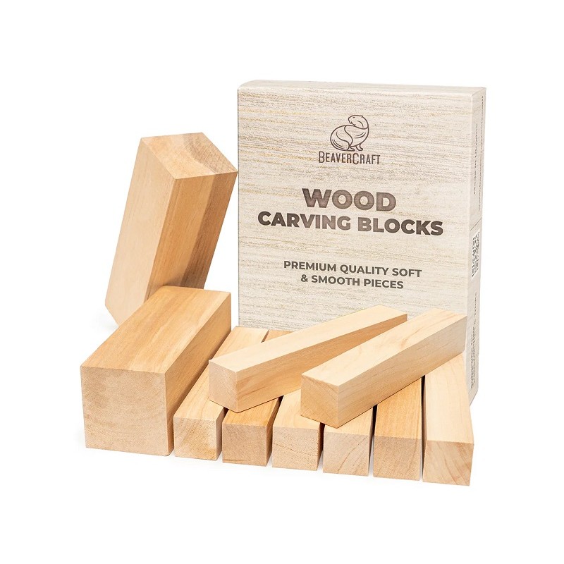 BeaverCraft BW10 - 10 Piece Set of Alder Carving Blocks