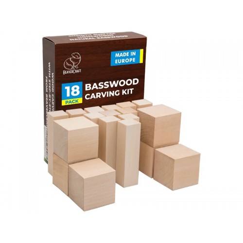 BeaverCraft BW18 - 18 Piece Set of Basswood Carving Blocks