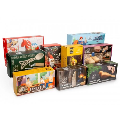 Set of 9 BeaverCraft Wood Carving Kits - Gift Set 