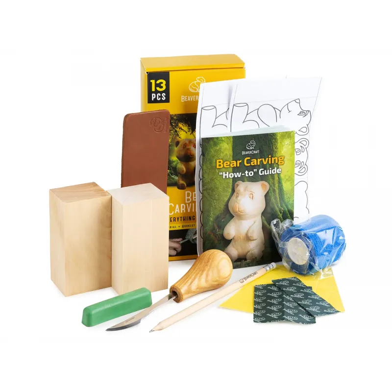 BeaverCraft Animal Friends Set - Dala Horse, Comfort Bird and Bear Carving Kit