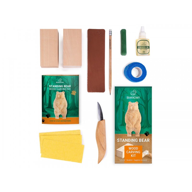 BeaverCraft DIY12 Standing Bear Wood Carving Kit