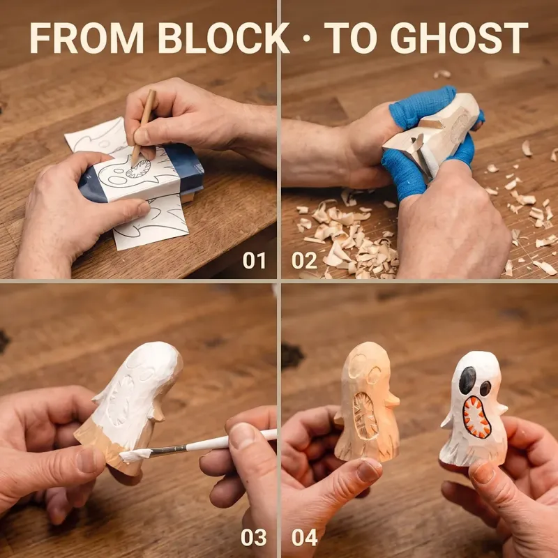 BeaverCraft Ghosts Complete Carving Kit for Beginners Kids and Adults Cyclaire Knives and Tools