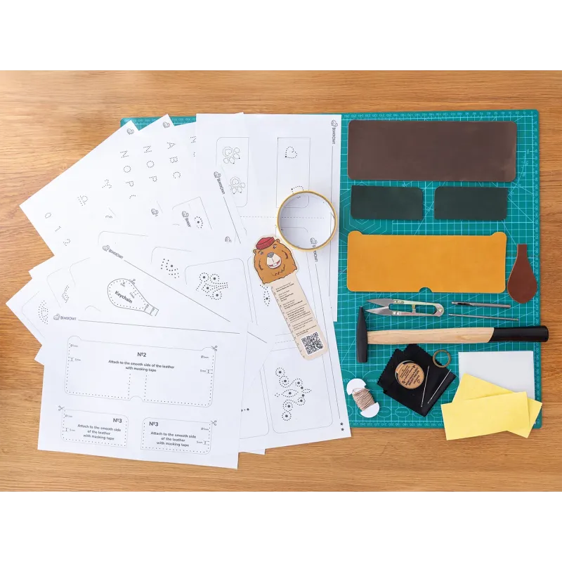 BeaverCraft Burgundy and Rose Wallet Leather Crafting Kit