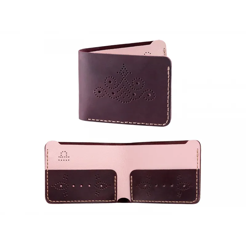 BeaverCraft Burgundy and Rose Wallet Leather Crafting Kit