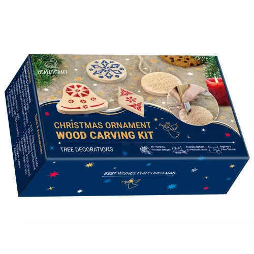 BeaverCraft Wooden Christmas Ornaments DIY Carving Kit