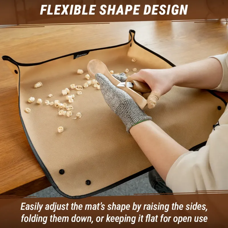 BeaverCraft Hobby Work Mat - Wood Chip Catcher for Carvings and Craft Cyclaire Knives and Tools