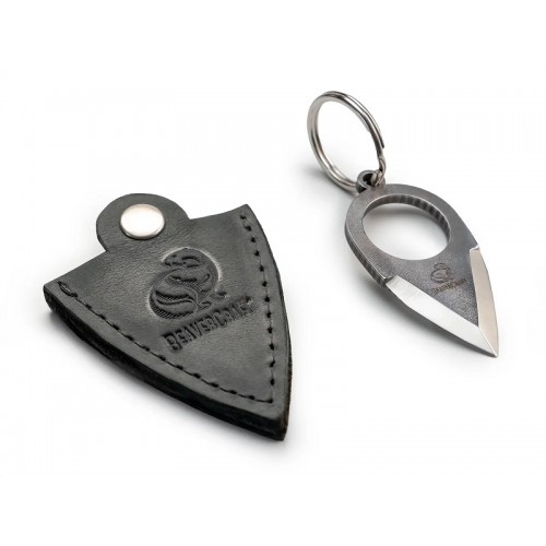 BeaverCraft PK1 Small Keychain Knife with Finger Ring and Leather Sheath