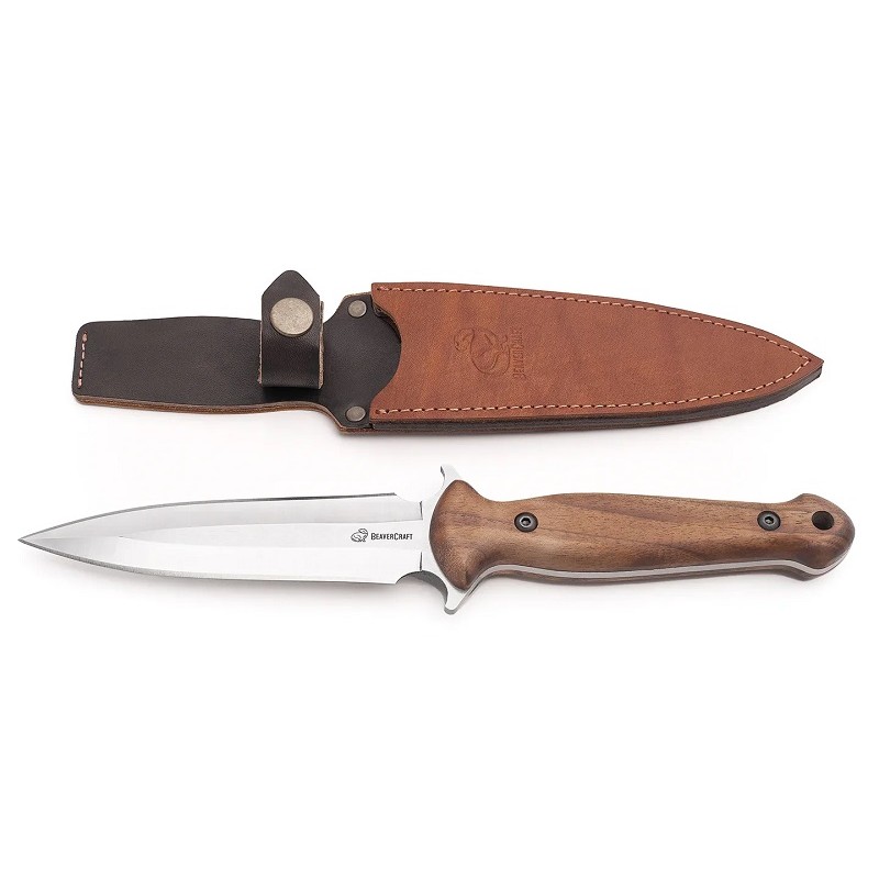 Beavercraft TLK2 Tactical Knife - 5.51" X50CrMoV15 Blade, Walnut Handle
