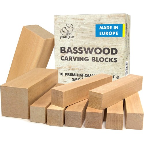 BeaverCraft BW10 Basswood - 10 Piece Set of Basswood Carving Blocks