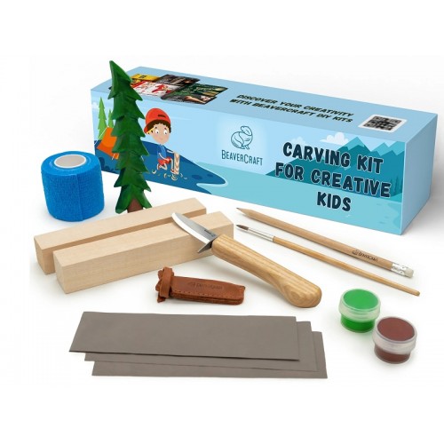 BeaverCraft DIY08 Spruce Tree Wood Carving Kit for Creative Kids