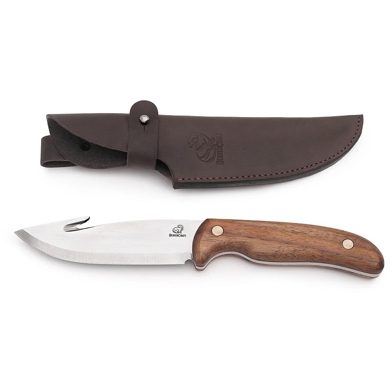 BeaverCraft GTK1 Gutting Knife - 4.92" X50CrMoV15 Stainless Steel Blade Leather Sheath
