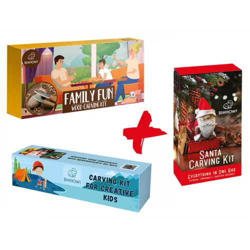 BeaverCraft Holiday Fun Set - Family Fun, Creative Kids and Santa Carving Kit
