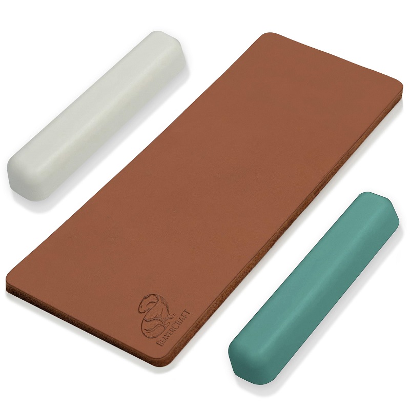 BeaverCraft LS2P11 Leather Strop For Honing with Two Polishing Compounds