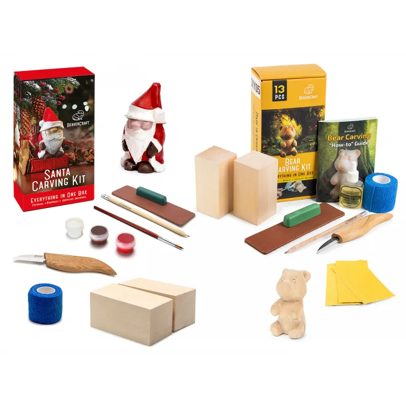 BeaverCraft Winter Workshop - Santa Carving Kit and Bear Carving Kit Pack