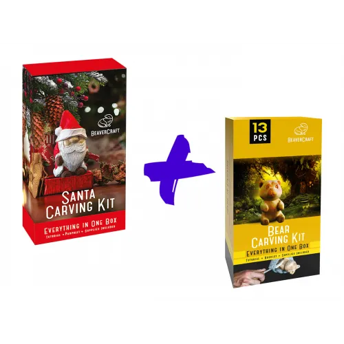 BeaverCraft Winter Workshop - Santa Carving Kit and Bear Carving Kit Pack