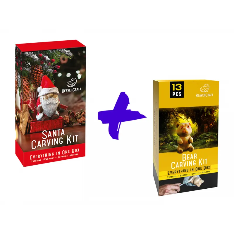 BeaverCraft Winter Workshop - Santa Carving Kit and Bear Carving Kit Pack