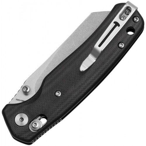 Bestechman Cicadas Wing Button Lock Folding Knife - 3.13" Stainless Steel Blade Black G10 Handle