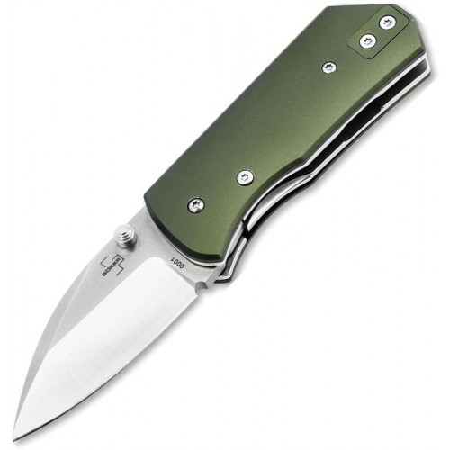 Boker Lefti Pocket Knife - 2.24" 12C27 Blade Green Aluminum Handle