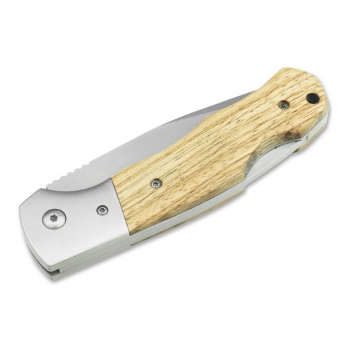 Boker Magnum Rustic Folding Knife - 3.34" 440A Stainless Steel CP Blade Zebrawood Handle
