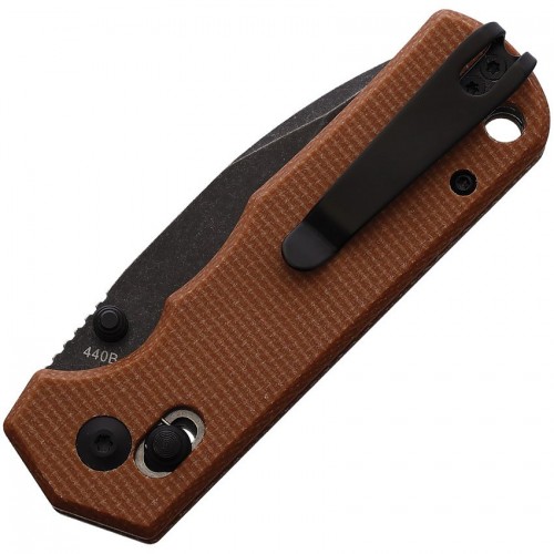 Boker Rockstub Folding Knife - 2.64" Black Stonewashed Blade Brown Micarta Handle