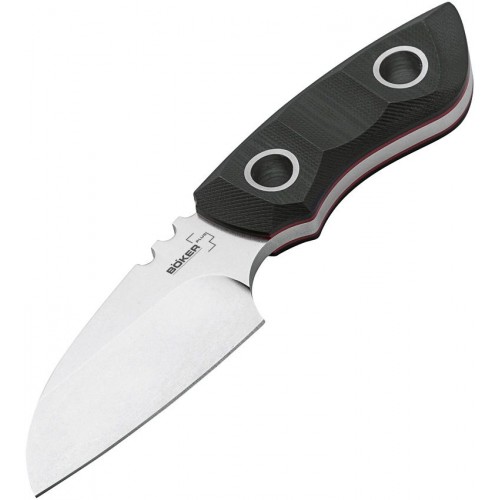 Boker Plus PryMate Pro Fixed Blade Knife - 2.95" Stonewashed Sheepsfoot, Black G10 Handles, Kydex Sheath