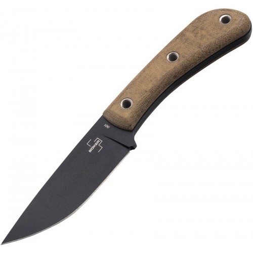 Boker Plus Little Rok Knife - 4" Black Powder Coated Blade Green Micarta Handle Kydex Sheath