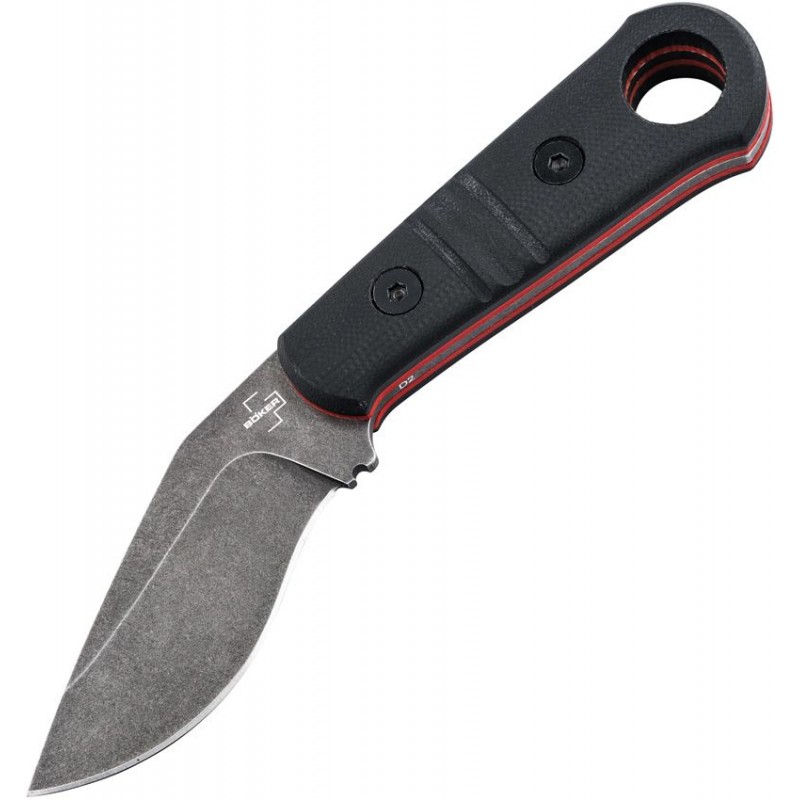 Boker Makri Fixed Blade Knife - 2.79" Blade Black and Red G10 Handle