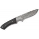 Boker M-One Damast Fixed Blade - 3.54" Damascus Blade Ebony Wood Handle with Damascus Etched Bolsters