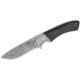 Boker M-One Damast Fixed Blade - 3.54" Damascus Blade Ebony Wood Handle with Damascus Etched Bolsters
