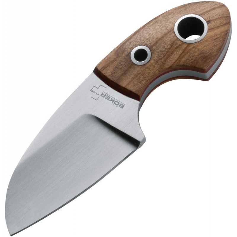 Boker Plus VoxKnives Gnome Fixed Neck Knife - 2.17" Blade Olive Wood Handle with Red Liners