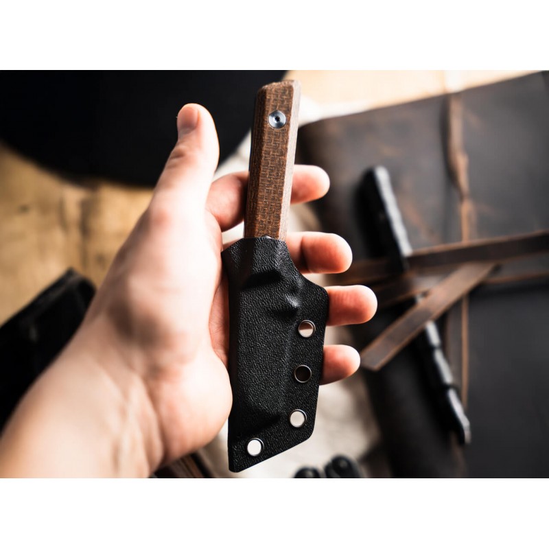 Boker Magnum Thicker Clipper Fixed Blade Knife - 2.16" D2 Black Blade Brown Micarta Handle