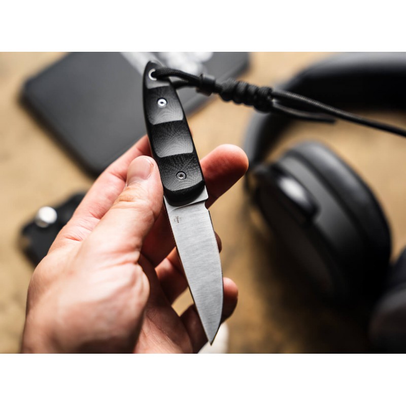 Boker Plus Pollywog Fixed Blade Knife - 2.6" Nitro-V DP Blade Black G10 Handle Kydex Sheath