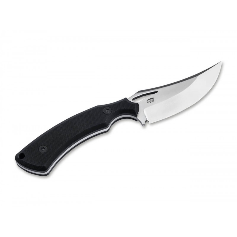 Boker Plus Tavros Fixed Blade Knife - 2.76" D2 Satin Trailing Point Blade Black G10 Handle Kydex Sheath