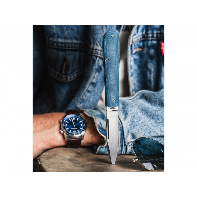 Boker Coffin Pocket Knife - 3.14" Magnacut Blade Blue Micarta Handle