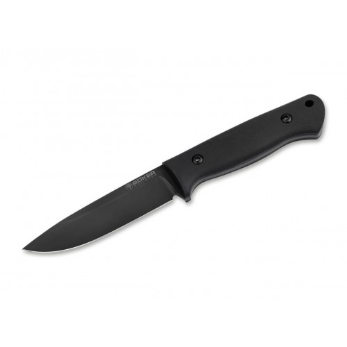 Boker DBK Bushfriend 2000 All Black Fixed Blade Knife - 4.33" 80CrV2 Blade Black Richlite Handle