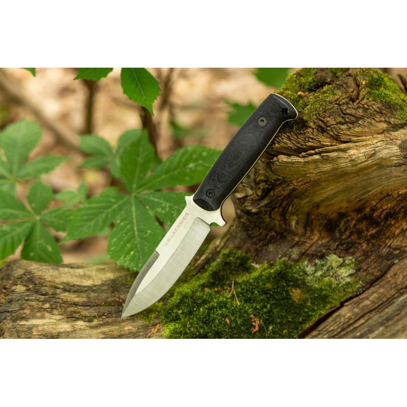 BPS Knives Stingray Fixed Blade Knife by Ray Laconico - 4.5" D2 Steel Blade Black Micarta Handle