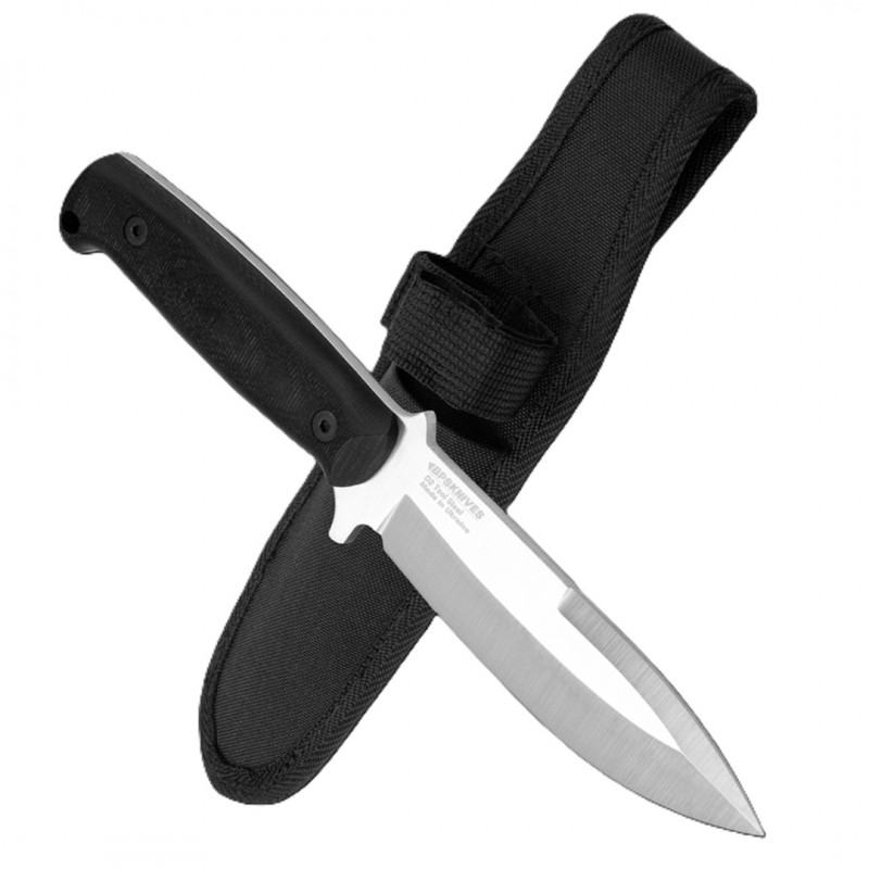 BPS Knives Stingray Fixed Blade Knife by Ray Laconico - 4.5" D2 Steel Blade Black Micarta Handle