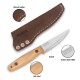 BPS Knives Finn Lite Fixed Blade Knife - 3.2" 1066 Carbon Steel Blade Ash Wood Handle Brown Sheath