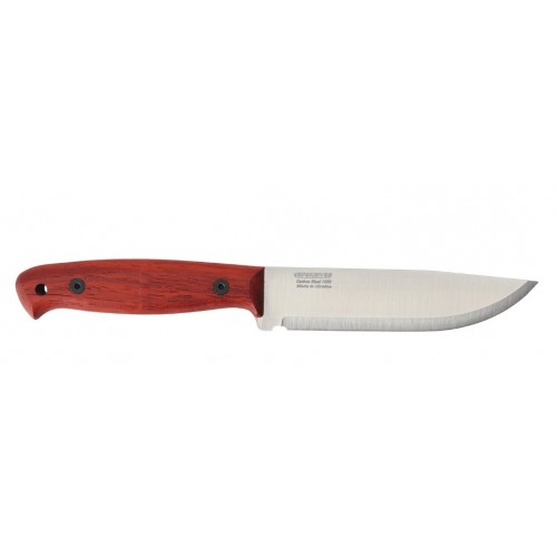 BPS Knives Flamebird Fixed Blade Knife - 5.3" 1066 Carbon Blade Red Padauk Wood Handle 